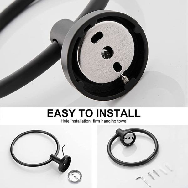 Towel Holder for Bathroom, Wall Matte Black Towel Ring, 304 Stainless Steel, Hand Towel Holder, Heavy Duty Towel Hanger ,for Bath, Kitchen