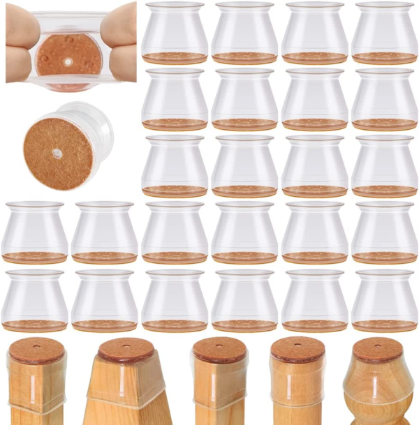 Chair Leg Protectors for Hardwood Floors, Silicone Felt Furniture Leg Cover Pad for Protecting Floors ,from ,Scratches, and ,Noise, Smooth Moving for Chair Feet