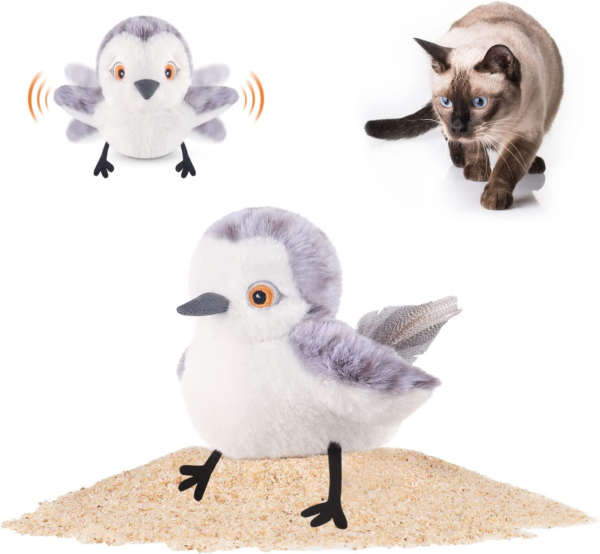 Cat Toys Flapping Bird , Lifelike Sandpiper, Chirp Tweet, Rechargeable Touch ,Activated Kitten Toy ,Interactive Cat, Exercise Toys ,for ,All Breeds Cat Kicker Catnip Toys