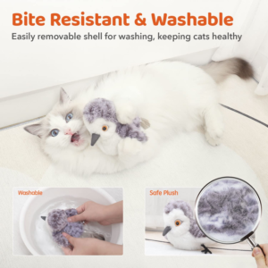 Cat Toys Flapping Bird , Lifelike Sandpiper, Chirp Tweet, Rechargeable Touch ,Activated Kitten Toy ,Interactive Cat, Exercise Toys ,for ,All Breeds Cat Kicker Catnip Toys