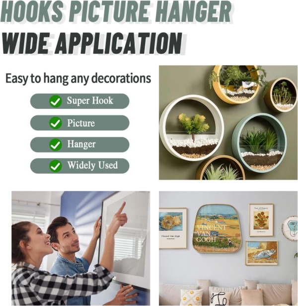 Super Hook Picture Hangers and Office Pack, Drywall Hooks for Hanging Pictures, Wall Hooks, Picture Hangers, Picture Hanging Kit，Hang Art, Clock, Shelves, Mirrors