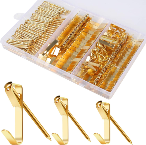 184 Pieces Picture Hanging Kit, 20lb, 30lb, and 50lb Picture Hangers,Metal Picture Hanging Hooks with Nails, on Drywall, Wooden Wall.