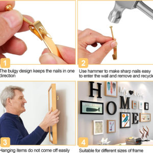 184 Pieces Picture Hanging Kit, 20lb, 30lb, and 50lb Picture Hangers,Metal Picture Hanging Hooks with Nails, on Drywall, Wooden Wall.