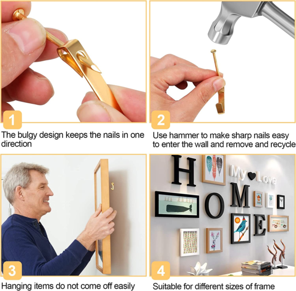 184 Pieces Picture Hanging Kit, 20lb, 30lb, and 50lb Picture Hangers,Metal Picture Hanging Hooks with Nails, on Drywall, Wooden Wall.