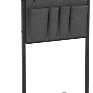 C Shaped End Table, Small Side Table for Couch and Recliner, Slide Under Sofa Tray Table with Storage Bag for Living Room , Bedroom, Rustic Brown