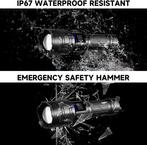 Rechargeable ,Flashlights High Lumens, 990000LM Powerful Tactical Flashlights, 5 Modes LED Flashlight Adjustable, Brightest Flashlight Waterproof, Handheld Flash Light for Emergencies, Camping, Hiking