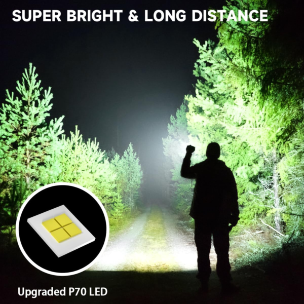 Rechargeable ,Flashlights High Lumens, 990000LM Powerful Tactical Flashlights, 5 Modes LED Flashlight Adjustable, Brightest Flashlight Waterproof, Handheld Flash Light for Emergencies, Camping, Hiking